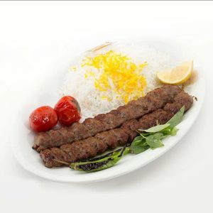 چلو کباب کوبیده (دو سیخ)